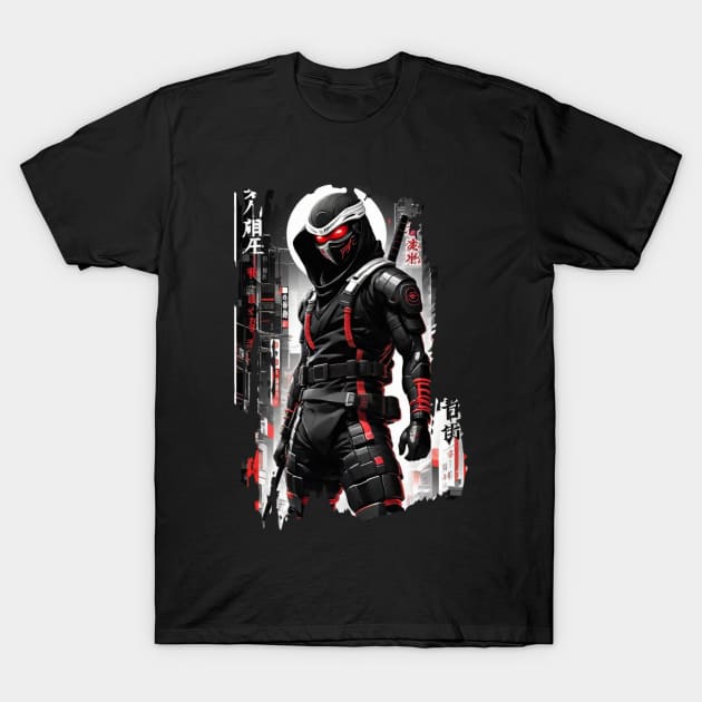 Japanese Ninja - Cyber Style T-Shirt by pibstudio. 